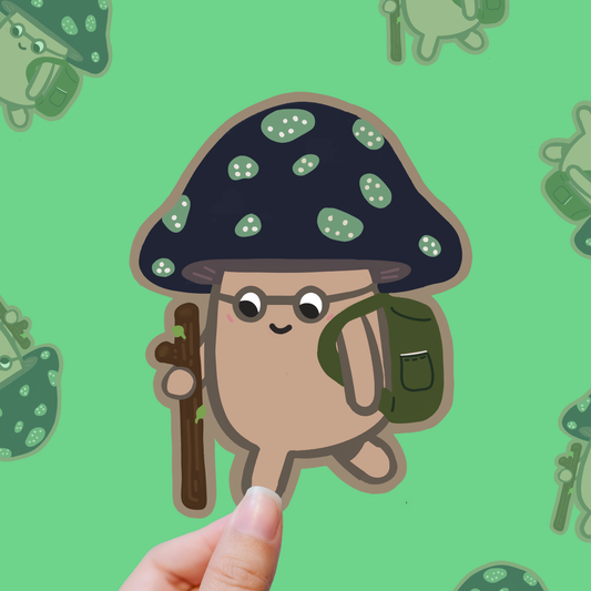 Forest Trail Mushroom – Cottagecore Hiker vinyl sticker