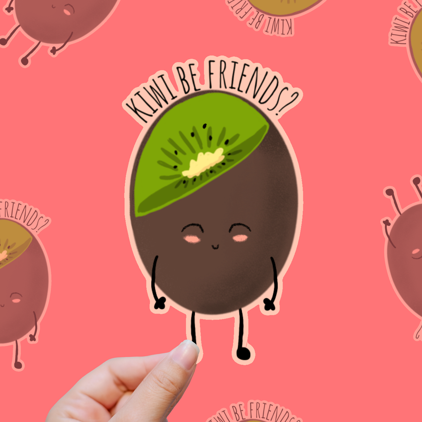Kiwi Be Friends? – Fruity Friendship Vibes vinyl sticker