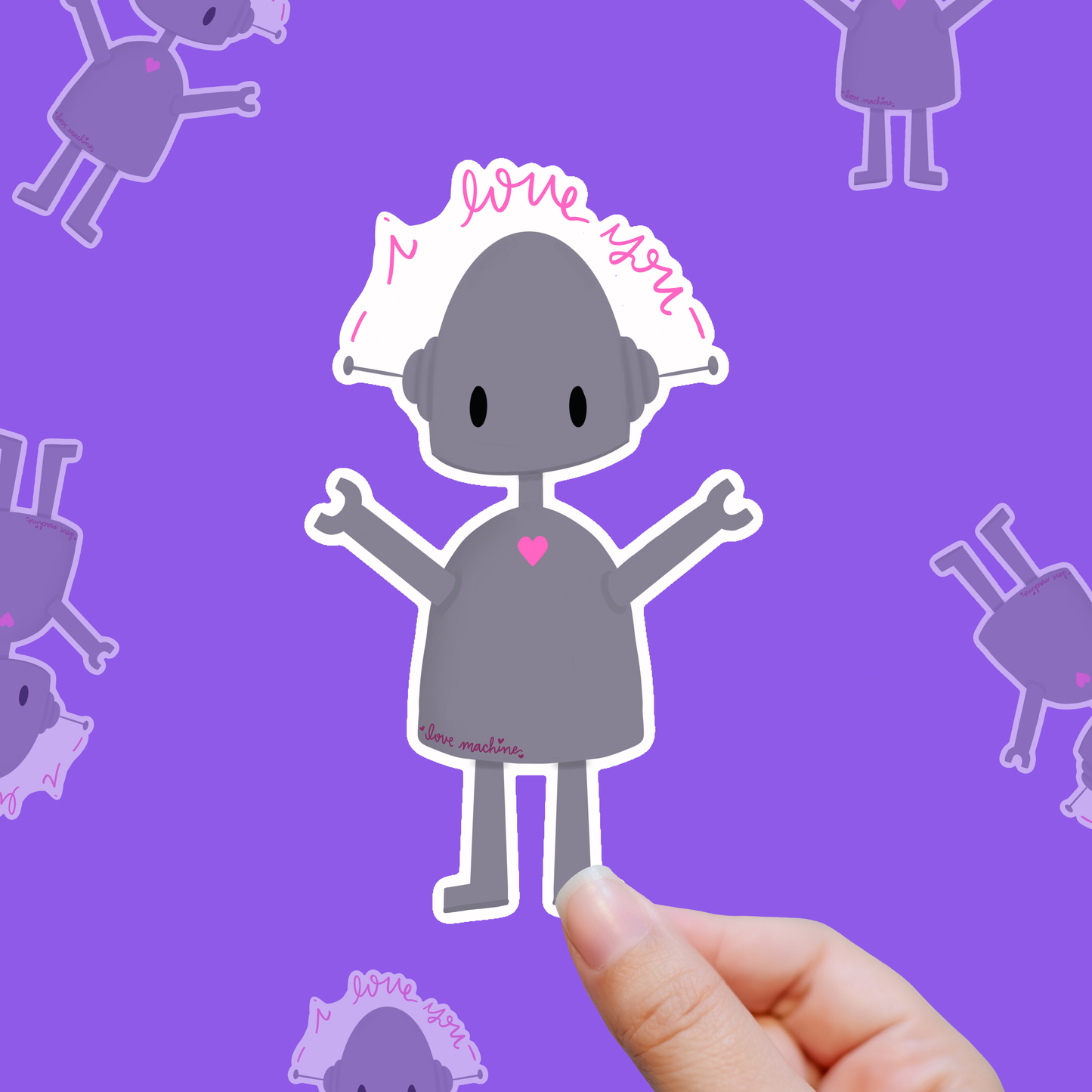 Robot Love – Does Not Compute (But Feels) vinyl sticker