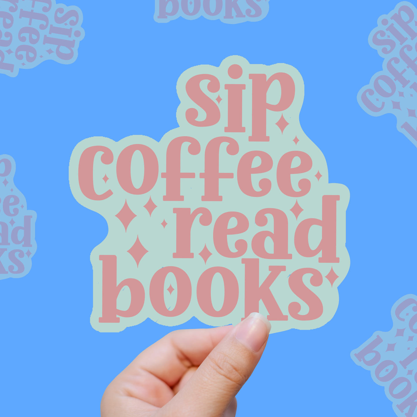 Sip Coffee, Read Books, Repeat vinyl sticker