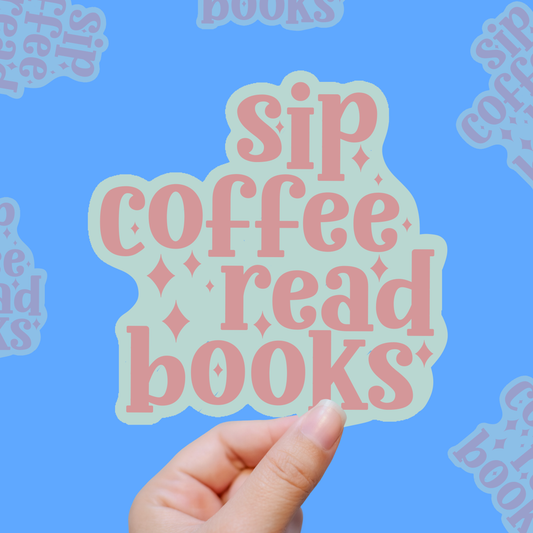 Sip Coffee, Read Books, Repeat vinyl sticker